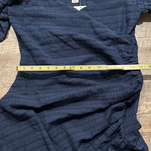 Lost Ink navy blue poof sleeve ruched Elegant Blue Dress Size 12 - Picture 9 of 12